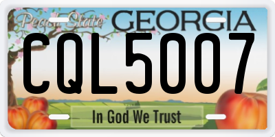 GA license plate CQL5007