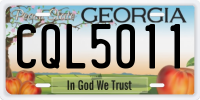 GA license plate CQL5011