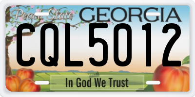 GA license plate CQL5012