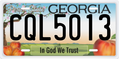 GA license plate CQL5013