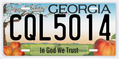 GA license plate CQL5014