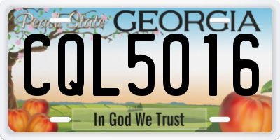 GA license plate CQL5016