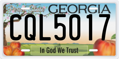 GA license plate CQL5017