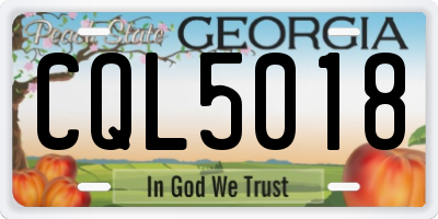 GA license plate CQL5018