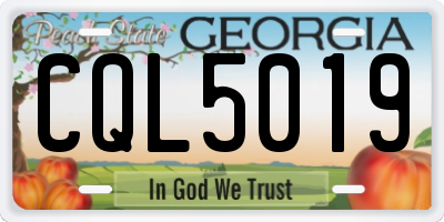 GA license plate CQL5019