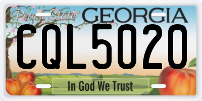 GA license plate CQL5020