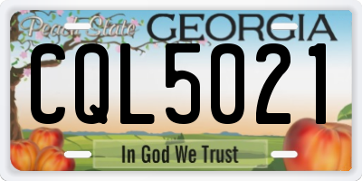 GA license plate CQL5021