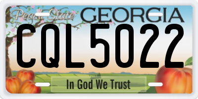 GA license plate CQL5022