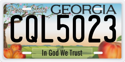 GA license plate CQL5023