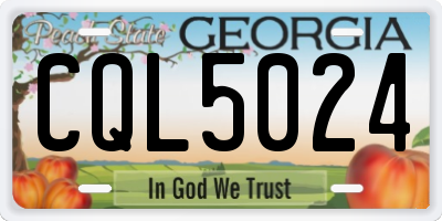 GA license plate CQL5024