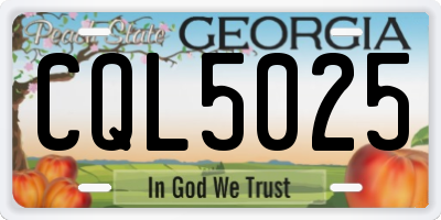 GA license plate CQL5025