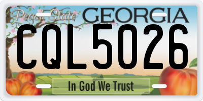 GA license plate CQL5026