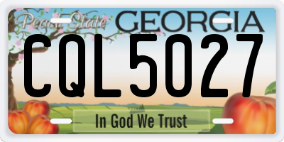 GA license plate CQL5027
