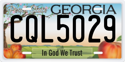 GA license plate CQL5029
