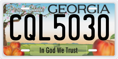 GA license plate CQL5030