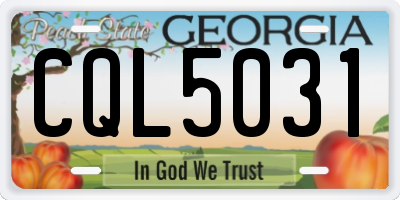 GA license plate CQL5031