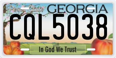 GA license plate CQL5038