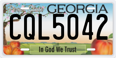 GA license plate CQL5042