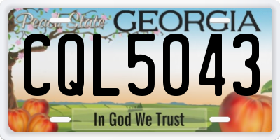 GA license plate CQL5043