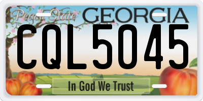 GA license plate CQL5045