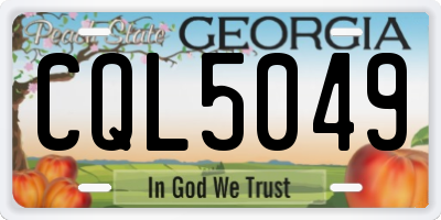 GA license plate CQL5049