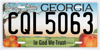 GA license plate CQL5063
