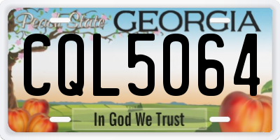 GA license plate CQL5064