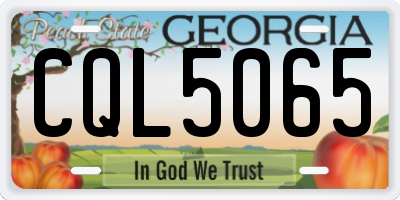 GA license plate CQL5065