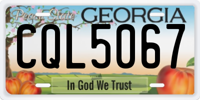 GA license plate CQL5067