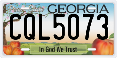 GA license plate CQL5073
