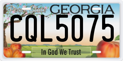 GA license plate CQL5075