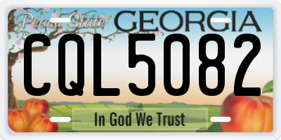 GA license plate CQL5082