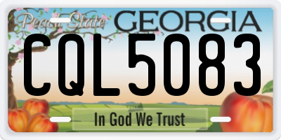GA license plate CQL5083