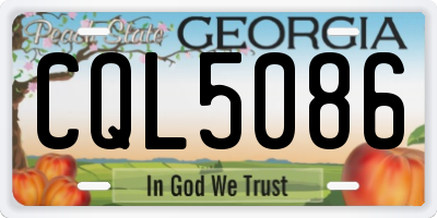 GA license plate CQL5086