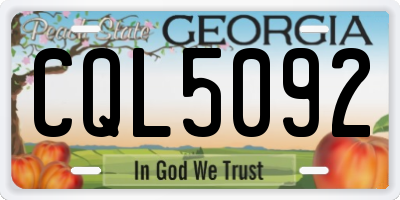 GA license plate CQL5092