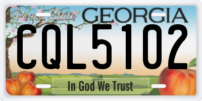 GA license plate CQL5102