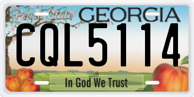 GA license plate CQL5114
