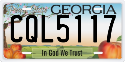 GA license plate CQL5117