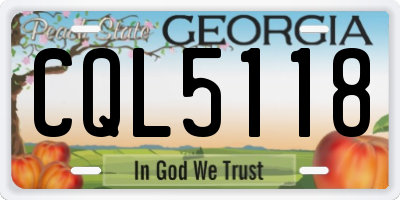 GA license plate CQL5118