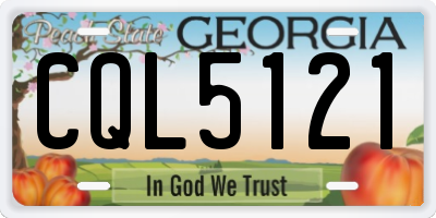 GA license plate CQL5121