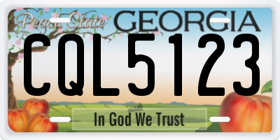 GA license plate CQL5123