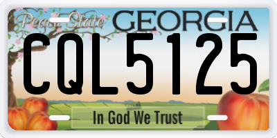 GA license plate CQL5125