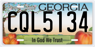 GA license plate CQL5134