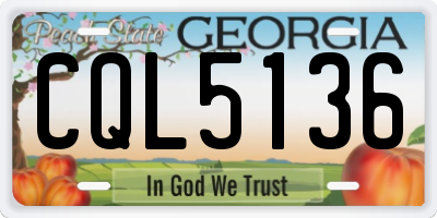 GA license plate CQL5136