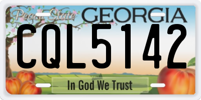 GA license plate CQL5142