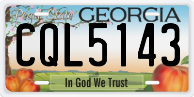 GA license plate CQL5143