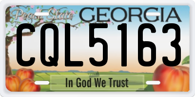 GA license plate CQL5163