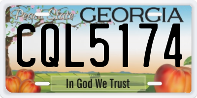 GA license plate CQL5174