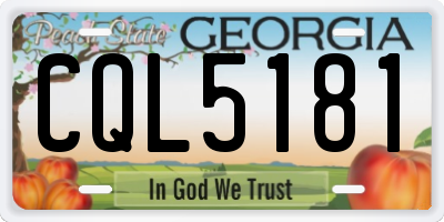 GA license plate CQL5181