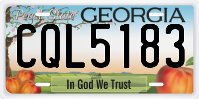 GA license plate CQL5183
